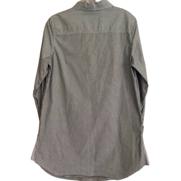 J. McLaughlin Top Striped Button Front Cotton Tunic Black White Medium - Picture 9 of 12